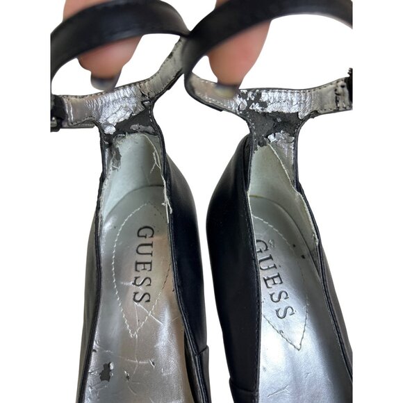 Guess Women's Black Ankle Strap Platform Pump Heels 6 - Picture 7 of 9